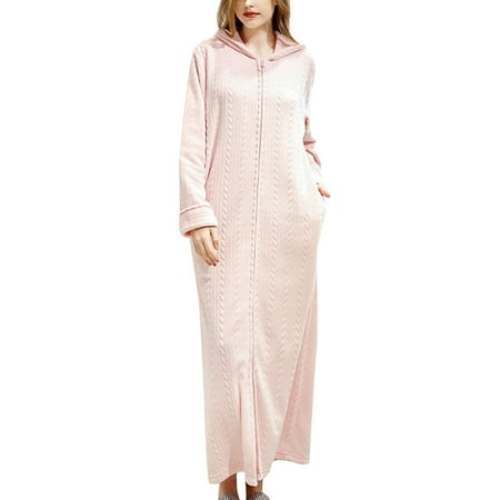 GHSOHS Robes for Women Bathrobe Nightgowns for Women Sexy Women Flannel Thickened Long Coat Homewear Pajamas Women Sleepwear Sleepshirt Robe Nightgown Homewear Lingerie