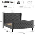 thumbnail image 3 of Gewnee Queen Bed Frame with 52'' Tall Headboard Velvet Upholstered Bed Frame,Double Nail & Wingback Design Platform Bed Frame.Dark Grey, 3 of 13