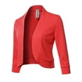 thumbnail image 1 of FashionOutfit Women's Solid 3/4 Sleeves Open Front Bolero Jacket Shrug - Made In USA, 1 of 4