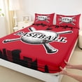 thumbnail image 3 of Homewish Cartoon Baseball Sports Full Size Sheets for Kid, Red Black City Print Bed Sheets, Modern Ball Gaming Sheet Sets, Luxury Bedroom Decor, 4-Piece, 3 of 7