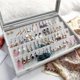 thumbnail image 2 of Velvet Clear Lid Earring Box Organizer Storage 55 Pairs Earrings Stud Tray Showcase Display Case, 2 of 4