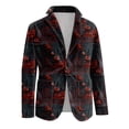 thumbnail image 4 of Domuza Mens Long Sleeve Blazer Corduroy Suit Jacket Sports Coat Casual Business Dress Floral Suit One Buttons with Pocket Red XL, 4 of 6