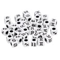 thumbnail image 2 of Lotes de 100 cuentas acrílicas blancas del horóscopo de la suerte negro 7mm, 2 of 9