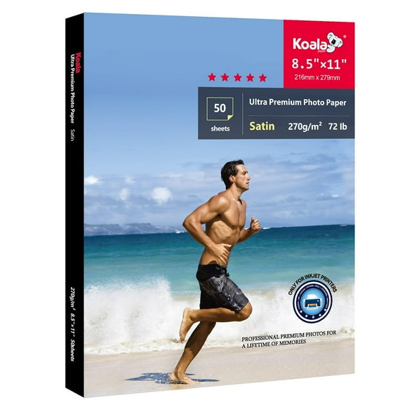 Papel fotográfico Koala Ultra Premium, 8.5 x 11 pulgadas, 270 g/m², 50 hojas