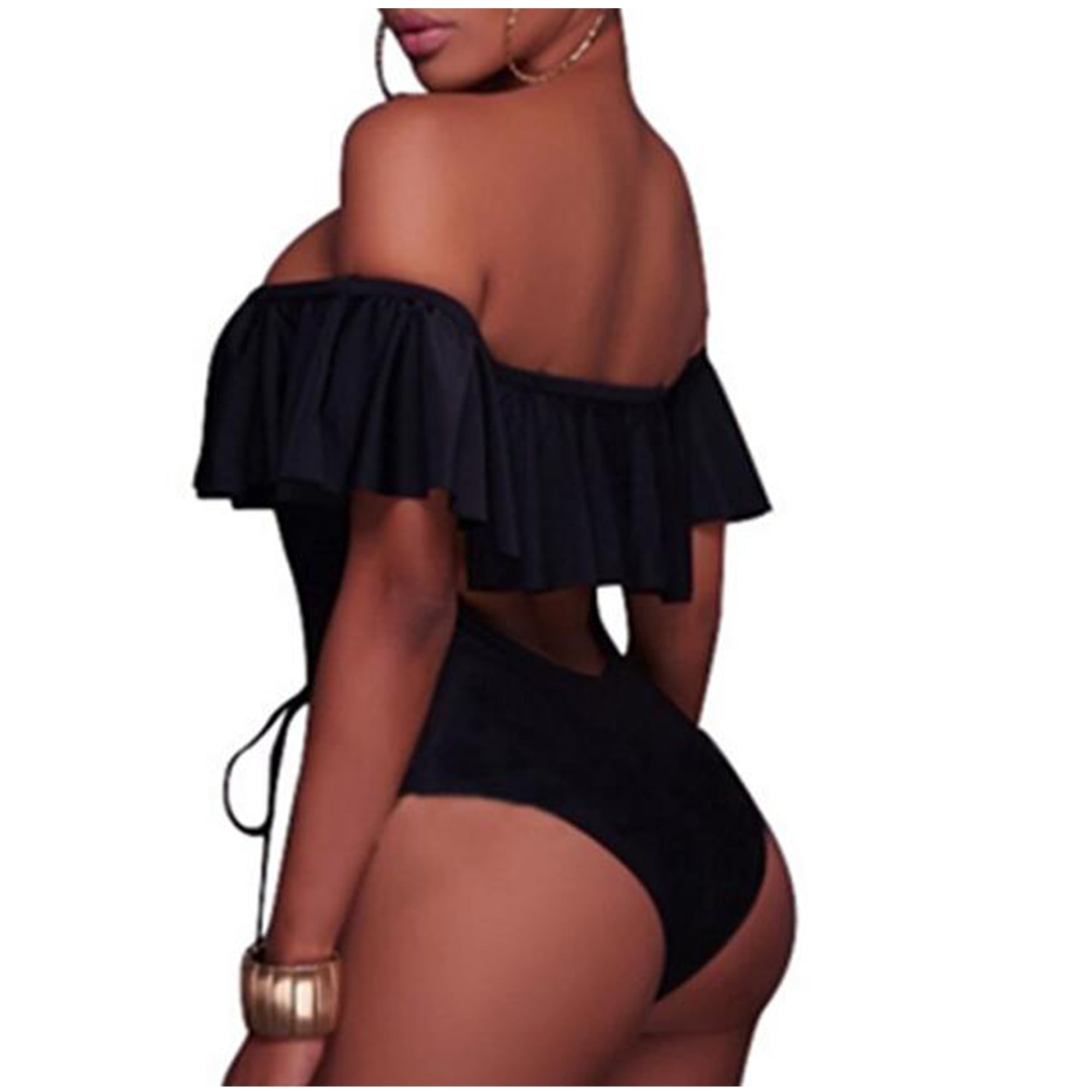 Womens Plus Size 2-Piece Swimsuits Flounce Printed Bathing Suits Tummy Control Tankini Swimsuits For Women