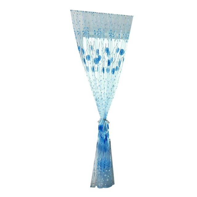 QIDESHIP Rideaux Floraux Transparents Imprimés, Style Tringle, 100Cm X 200Cm, Bleu, Rideaux en Polyester Polyester, 1 Rideau, Décoration d'Écran de Fenêtre 39X787, Rideau en Tulle Fleur en Grappe, Tulle à Traces