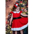 thumbnail image 2 of Douhoow Toddler Girl Christmas Dress Winter Red Velvet Knee Length A-Line Dress, 2 of 8