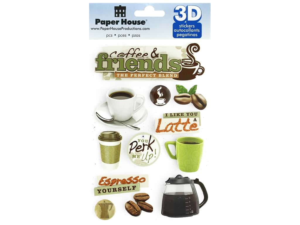 3PK Paper House 3D Stickers - Coffee Talk 1