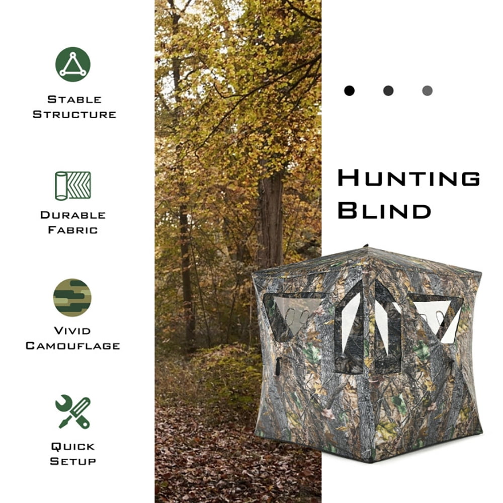 Aimee Lii 3 Person Portable Pop-Up Ground Tent with Gun Ports and Carrying Bag, Outdoor Camping Hiking Tent