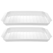 OUNONA 2 Pcs Microwave Bacon Baking Tray Useful Eggs Sausage Rack Kitchen Cooking Tools Accessories (White)