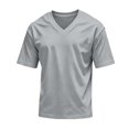 thumbnail image 4 of Men's Big and Tall Shirts Cotton V Neck Plus Size Short Sleeve Soft Casual 2026 Summer Tee Light Gray XL, 4 of 7