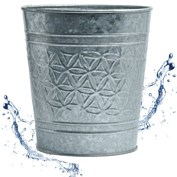 Autumn Alley Bathroom Trash Can, Garbage Can, Round Open Top Garbage Basket Bin for Home Office Trash Can Cute Decorative Wastebasket, Modern Bathroom Decor, Durable, Galvanized