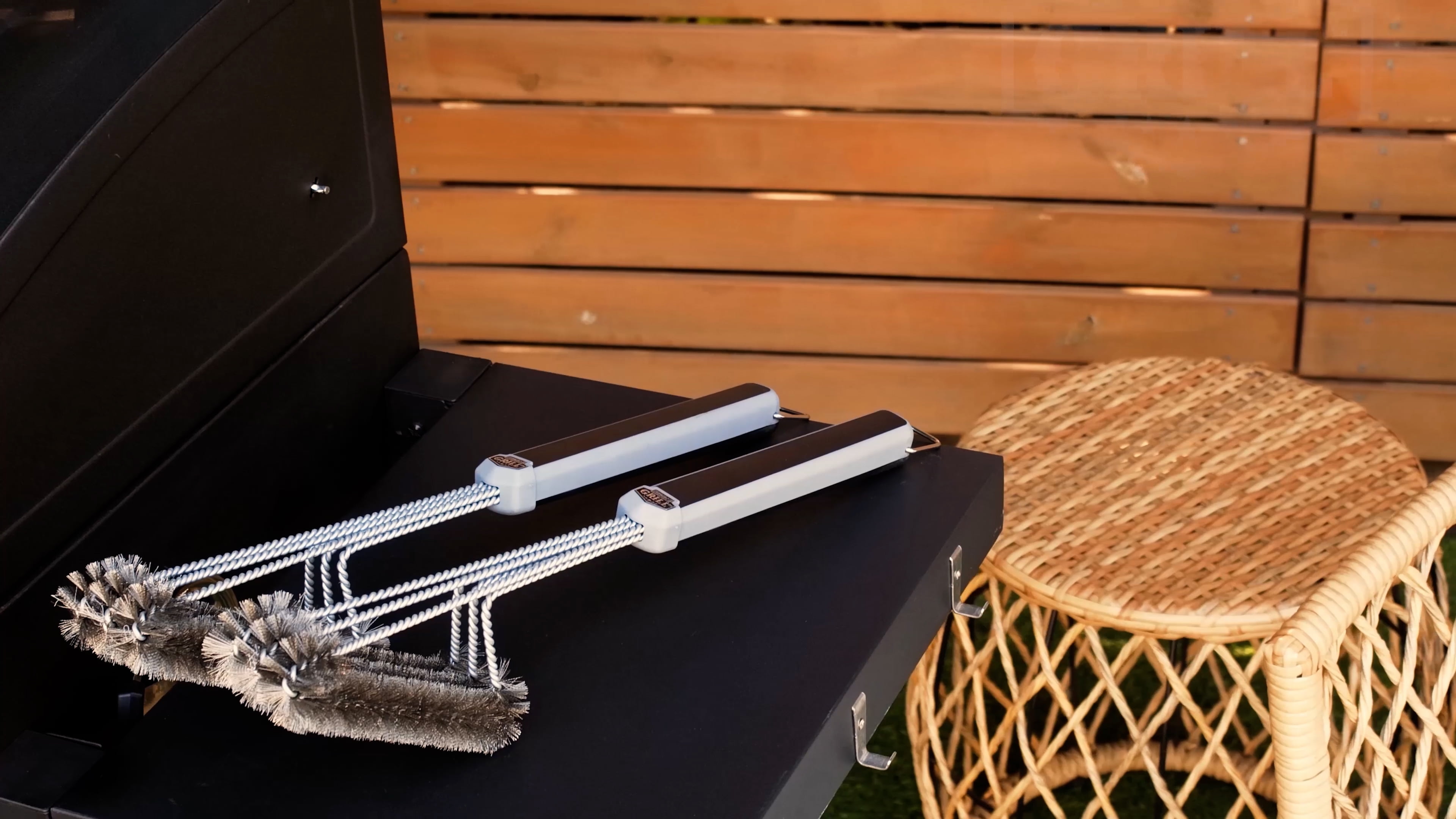 Expert Grill Stainless Steel 3-Head Grill Brush, Black & Gray