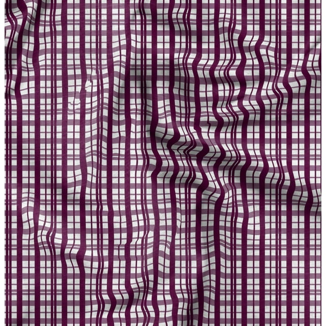 Soimoi Tissu Satin Modal Rouge à Carreaux Vendu au Mètre 42 Pouces de Large