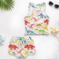 thumbnail image 6 of COEQINE Tankini Swimsuit for Girls with Chest Pad, Sleeveless Two Piece Tankini Tank Tops with Shorts, Polyester Spandex Beach Swimwear for Vacation, 12-13 Years, Colorful Dinosaur Beige, 6 of 8