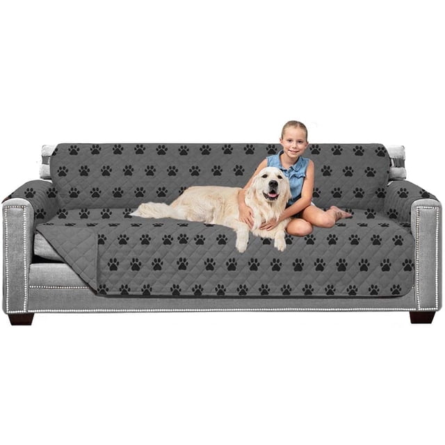 Original Patent Pending Reversible X-Large Oversized Sofa Protector, Many Colors, Seat Width to 78 Inch, Furniture Slipcover, 2 Inch Strap, Couch Slip Cover Throw for Dogs, Paw, Gray Black