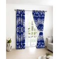 thumbnail image 3 of Navy Blue Geometric Blackout Curtains for Bedroom/Living Room, Thermal Insulated Kitchen Curtains, Modern Abstract Polka Dots Grommet Darkening Window Treatment Drapes 42"x84"x2, 3 of 8
