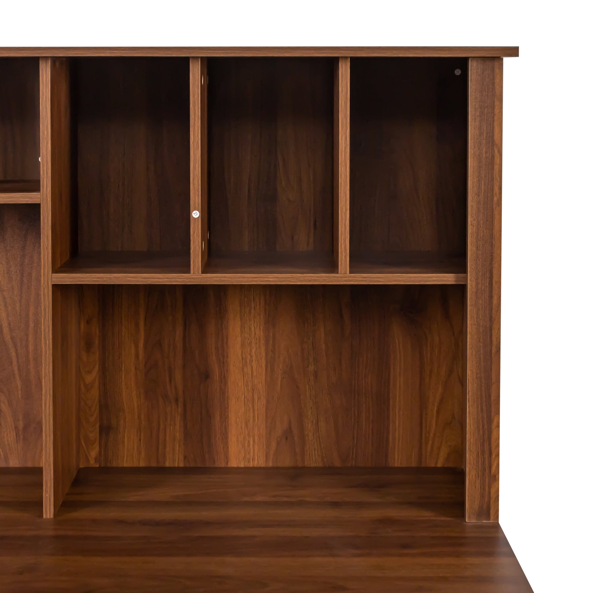 GAKMCIL 59.06"(L) Computer Desk with 2-tier open Hutch, 3 large drawer & Keyboard Tray, Home Office Desk, Executive Desk, Large Writing Desk, Space-Saving Design for Study or Bedroom Workspace,Walnut