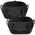 thumbnail image 1 of 2 ollas de silicona para freidora de aire con asa, forro reutilizable para freidora de aire resistente al calor, cesta de silicona para freidora de aire, bandeja cuadrada para hornear de 6,9 pulgadas,, 1 of 11