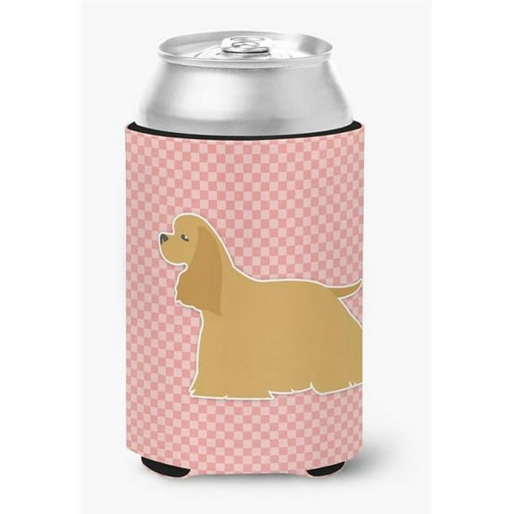 Cocker Spaniel Checkerboard Pink Can or Bottle Hugger