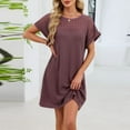 thumbnail image 2 of yillto Womens Nightgowns Cap Short Sleeve Sleepwear Nightdress Crew Neck Loose Comfy Sleepshirts Pajamas, 2 of 8