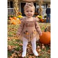 thumbnail image 3 of Cjfdfy Newborn Baby Girl Thanksgiving Outfit Turkey Or Homemade Rolls Long Sleeve Smocked Romper Dress Headband Infant Cute My First Thanksgiving Fall Winter Clothes 0-18M, 3 of 9