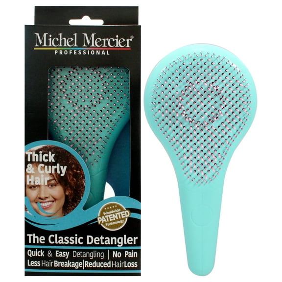 Michel Mercier The Classic Detangler Thick and Curly Hair - Pink-Turquoise , 1 Pc Hair Brush