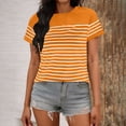 thumbnail image 2 of Erwazi Women's Trendy Striped Print T-Shirt Crew Neck Short Sleeve Casual Tee Top, 2 of 6
