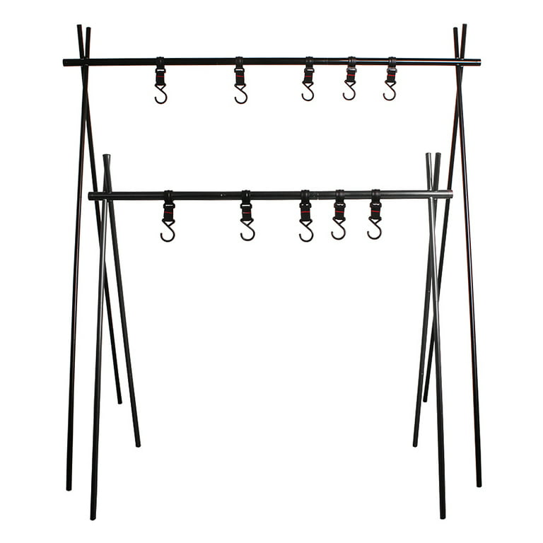 sundick Outdoor Cookware Hanging Rack with Under Net Bag Hanging Organizer  Stand Support Bracket 8kg Bearing Weight Foldable Portable Campsite Storage