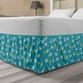 thumbnail image 1 of Forest Bed Skirt, Scandinavian Doodle Folk Art Foxes and Squirrels Flowers Nordic, Elastic Bedskirt Dust Ruffle Wrap Around for Bedding Decor, 4 Sizes, Sea Blue Mustard and White, by Ambesonne, 1 of 2