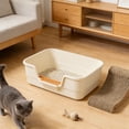 thumbnail image 5 of Semi-Enclosed Litter Box for Cats, Large Cat Litter Box with Odor Control and Anti Splash Design, High Sided Open Breathable Pet Toilet(White), 5 of 6