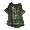 thumbnail image 2 of Aloohaidyvio 2024 Mexican Shirts Peasant Blouses Cotton Embroidered 3/4 Sleeve Bohemian Tops Boho Clothes for Women Summer Fiesta, 2 of 5