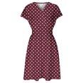 thumbnail image 5 of Neewe Womens Summer Midi Shirt Dresses Polka Dot V Neck Short Sleeve Tunic Waist Loose Dress Daily Outfit, 5 of 6