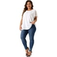 thumbnail image 3 of DARING DIVA Women's Plus Chiffon Ruffle Double-Layered Top 4X White, 3 of 6
