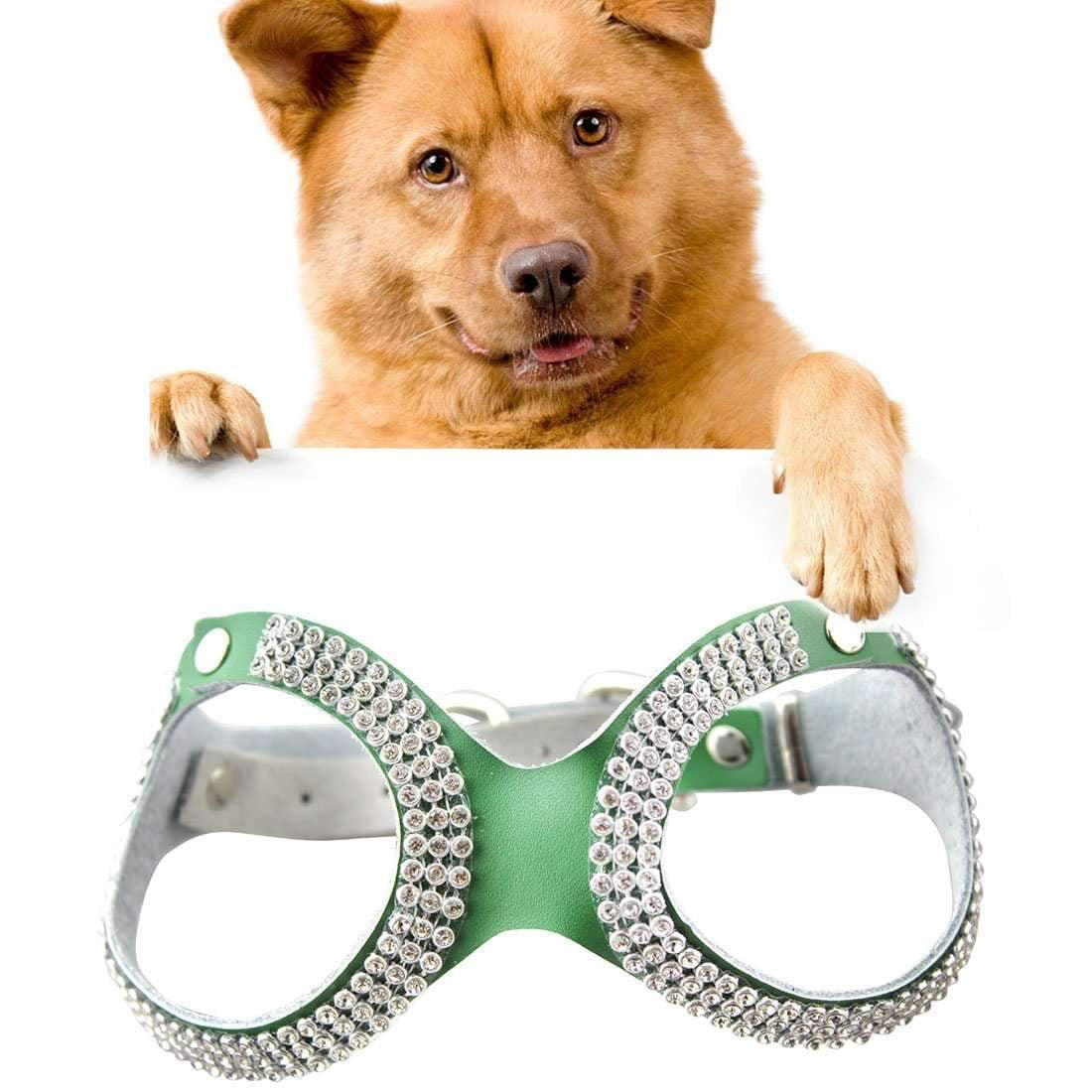 Dog Harness No Pull Rhinestone Leather Crystal