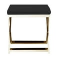 thumbnail image 3 of Benjara Sovi 20 Inch Ottoman Stool, Black Faux Leather, Stainless Steel Frame, Gold, 3 of 5