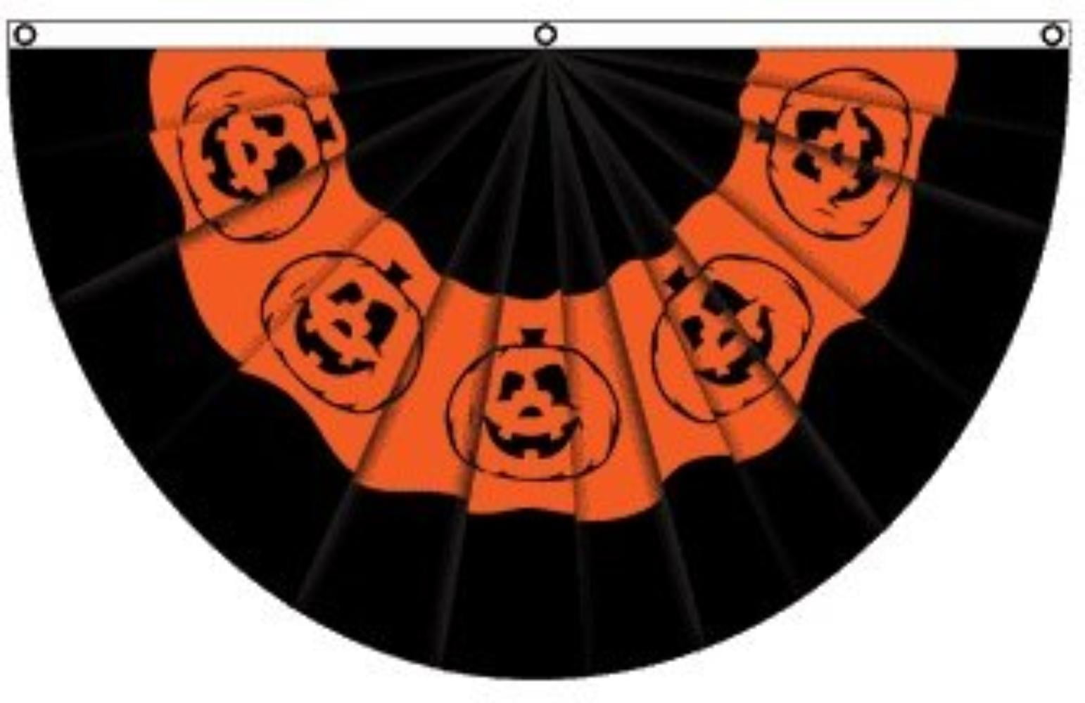 3x5 Happy Halloween Pumpkin Jack o Lantern Bunting Fan Flag 3'x5' Grommets 