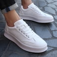 thumbnail image 2 of Zapatillas de deporte blancas planas con cordones y cómodas para hombre, tenis para hombre, zapatos casuales para hombre adulto (26,5 cm), 2 of 2