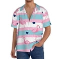 thumbnail image 3 of KLL Flamingo1 Print Men's Shirt Short Sleeve Button Down Summer Cuba Beach Shirts- X-Large, 3 of 7