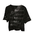 thumbnail image 3 of Feancey Womens Crochet Cover Up Tops Knit Hollow Out Summer Sweaters Half Sleeve Casual Beach Cover Ups for Swimwear Black Free Size, 3 of 6