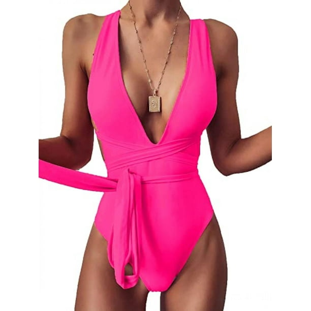Pink shop plunge swimsuit