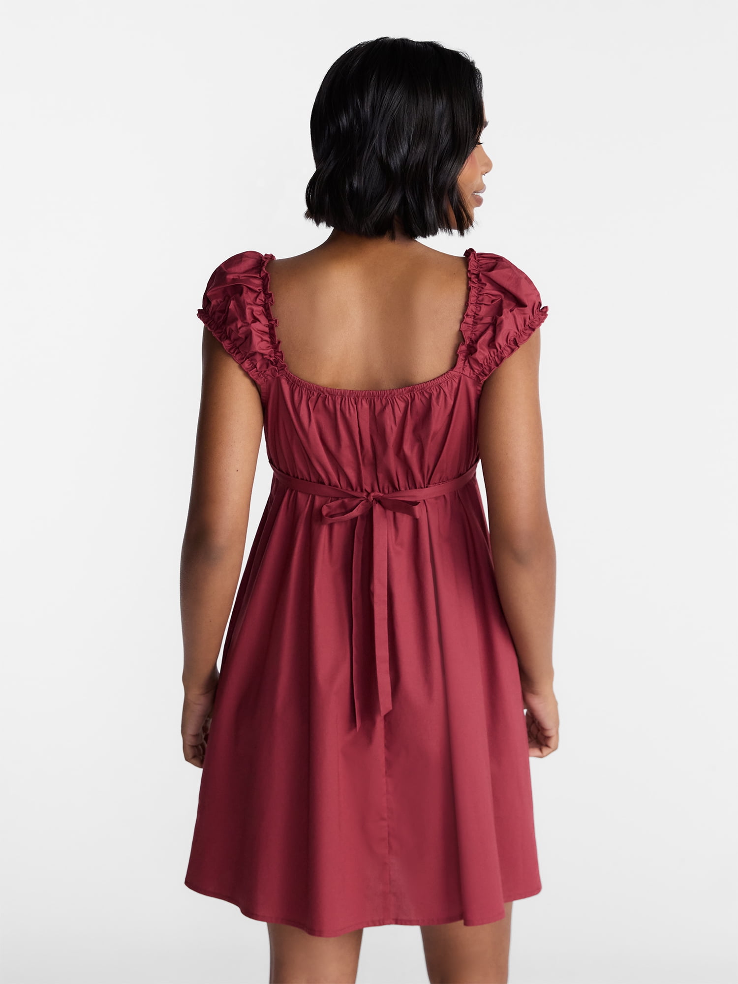 No Boundaries Poplin Fit and Flare Mini Dress, Women's XXS-XXL