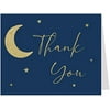 Twinkle Little Star Thank You Cards Star And Moon Over The Moon Theme Folding Notes Greeting Cards Navy Blue Glitter Design Make A Wish Bright Night Boys Girls (24 Count) Gender Neutral