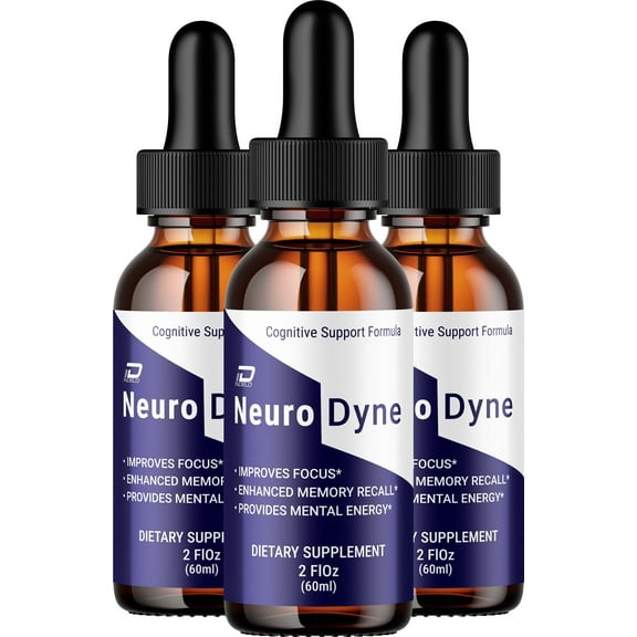 Neurodyne Liquid Drops – Neuro Dyne Natural Blend Healthy Organic Support, 3 Pack, 3 Month Supply
