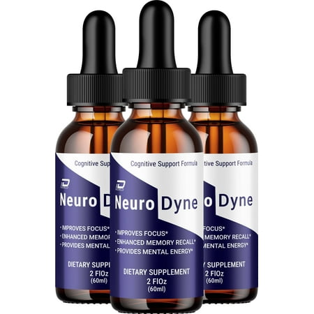 Neurodyne Liquid Drops – Neuro Dyne Natural Blend Healthy Organic Support, 3 Pack, 3 Month Supply