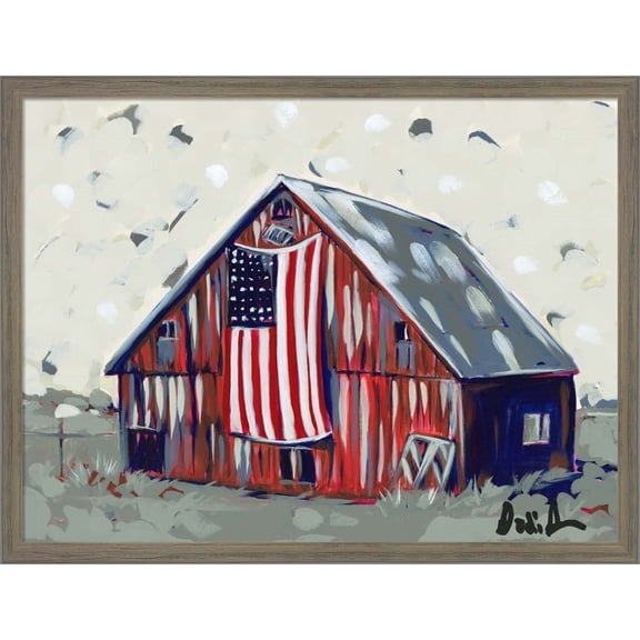 Great Art Now Farm Pop Barn I-Flag by Jodi Augustine, Framed Wall Art, 21W x 16H