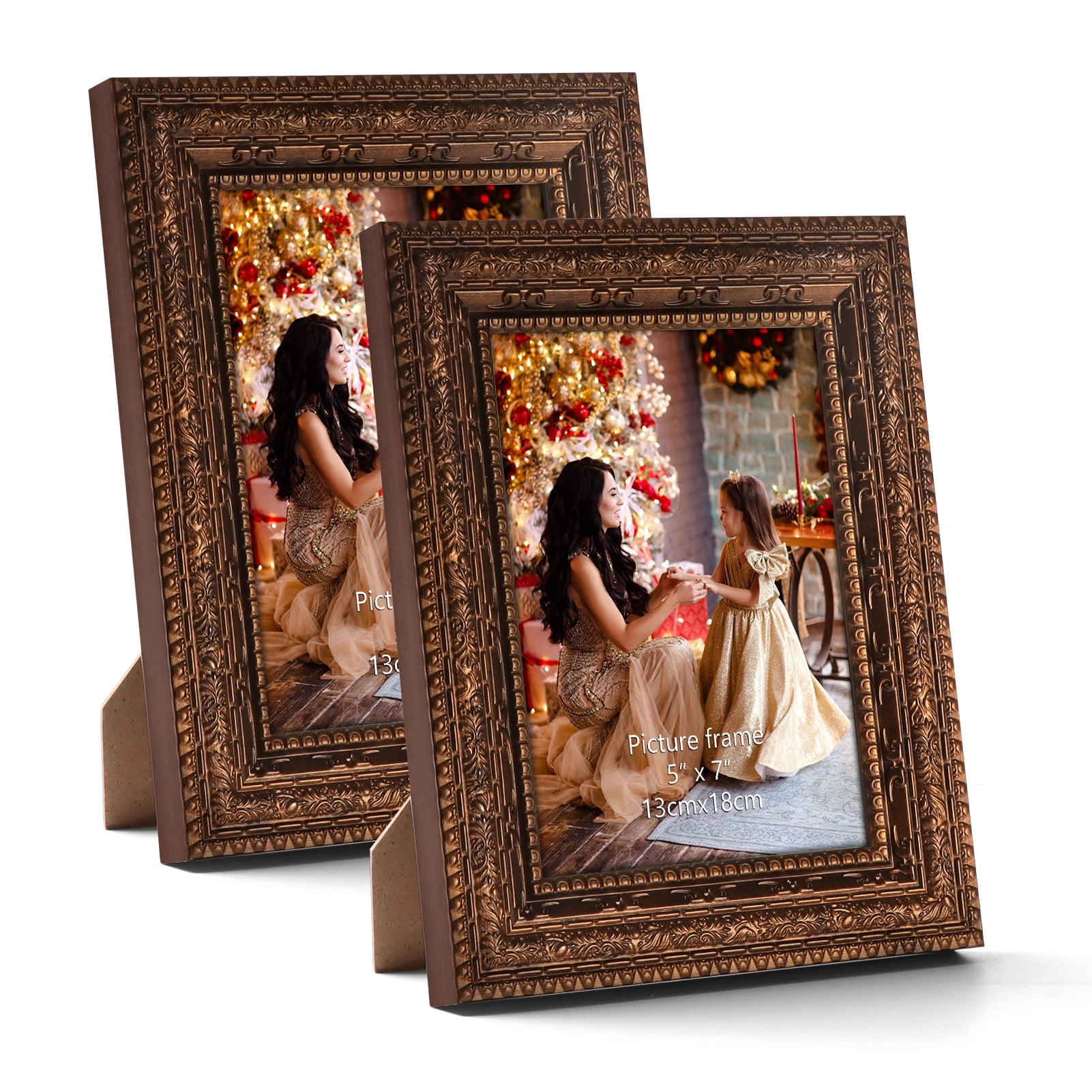 5x7 Antique Picture Frames Set of 2, Photo Frame for Wall or Tabletop