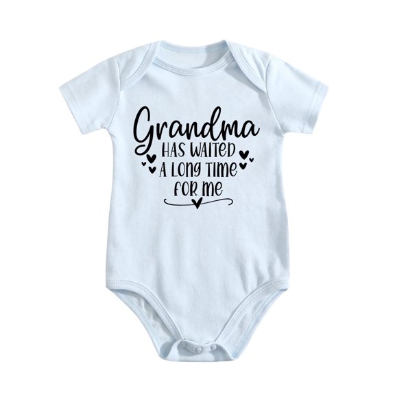 Unisex Baby Bodysuit Grandma Has Waited A Long Time For Me Newborn Daily Outfit Baby Blue-style-1 0-3M