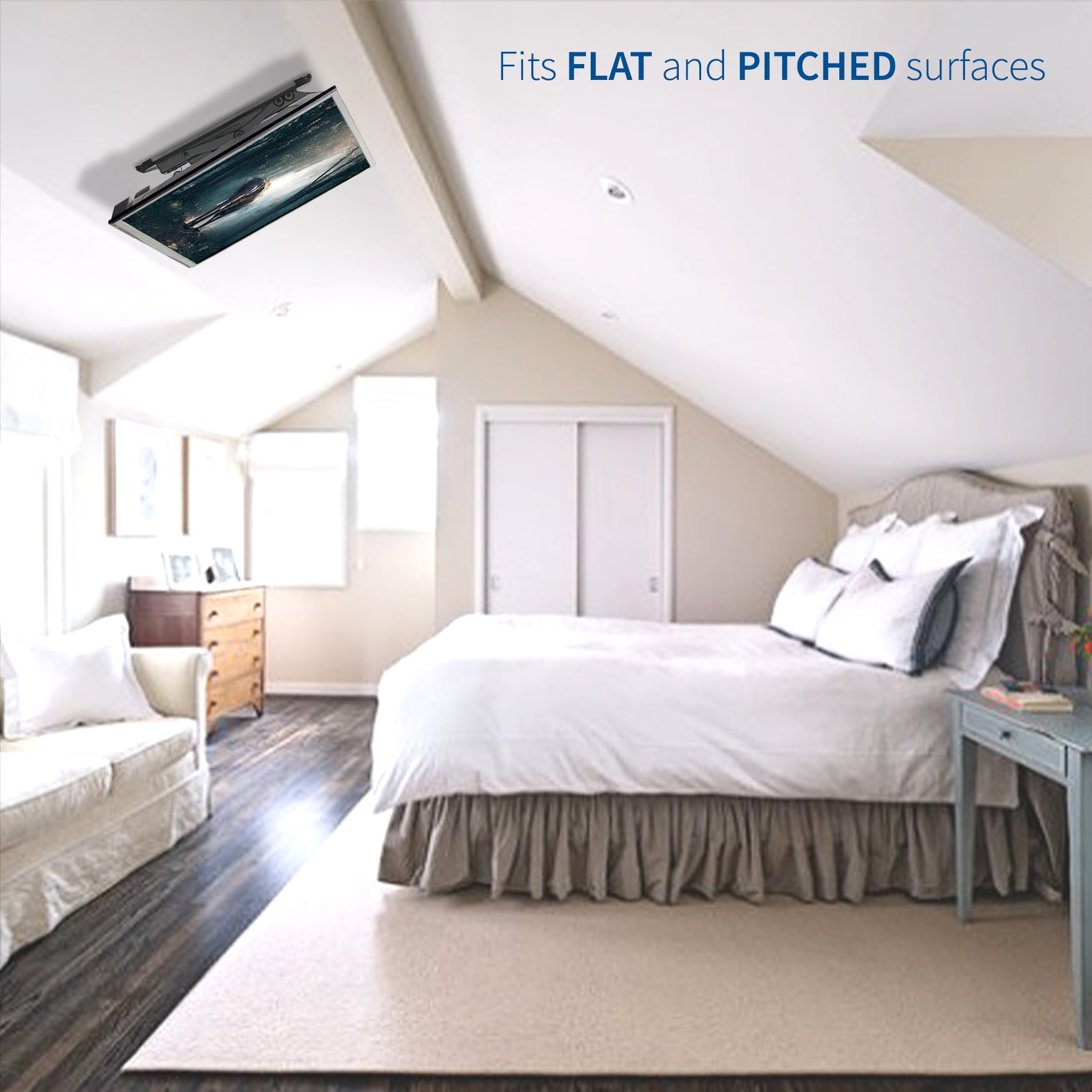 Vivo Electric Motorized Flip Down Pitched Roof Ceiling Tv Mount