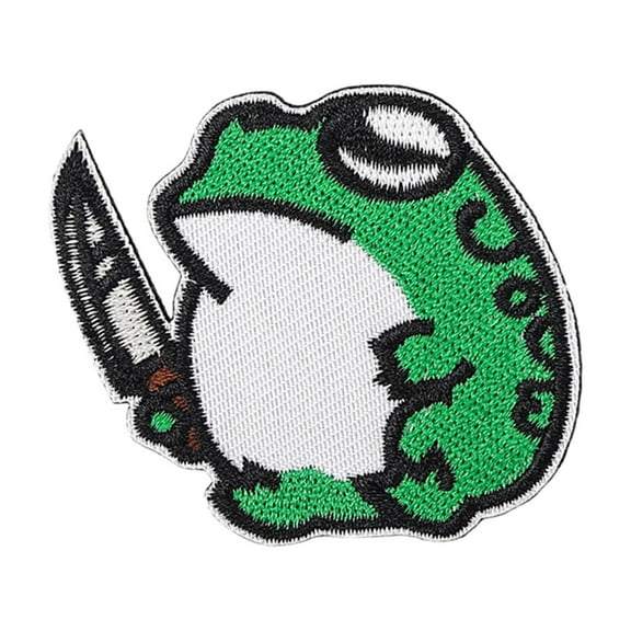 Green Frog with Knife Embroidery Patch
